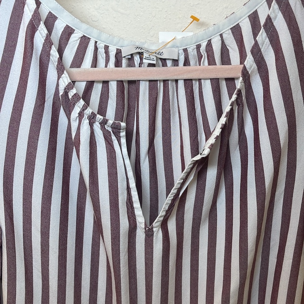 Madewell Stanza Ruffle-Hem Top in Stripe Sz S - Picture 9 of 12